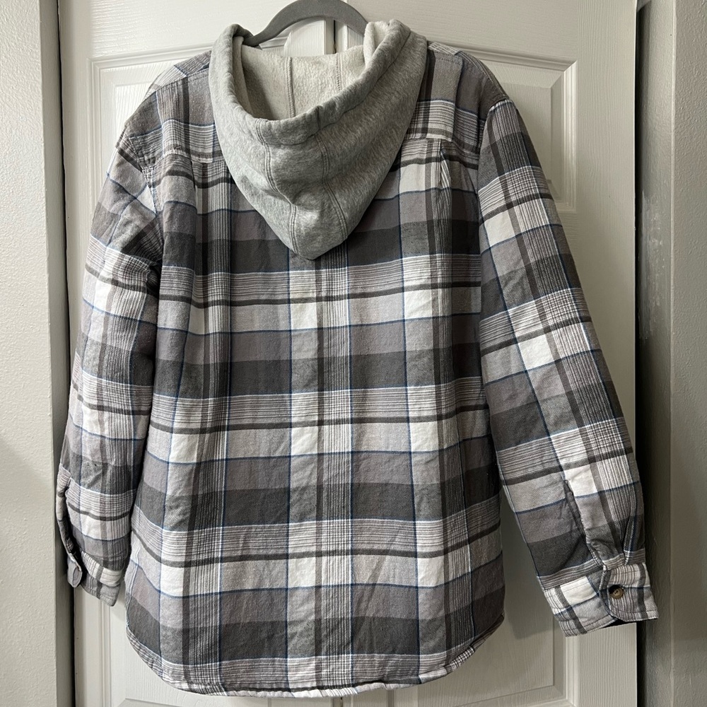 Wrangler Flannel Shirt Jacket with Hood - Picture 2 of 5